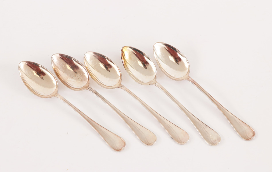 Dessertskedar 5st, silver, "Svensk Rund"