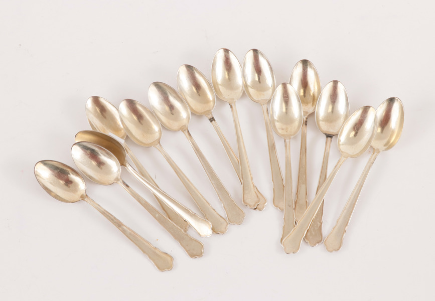 Kaffeskedar 14st, silver, "Chippendale"