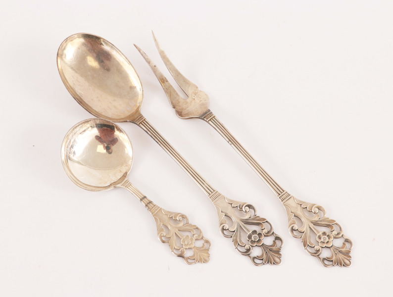 Serveringsbestick 3 delar, silver, "Wiking Rose", Norge