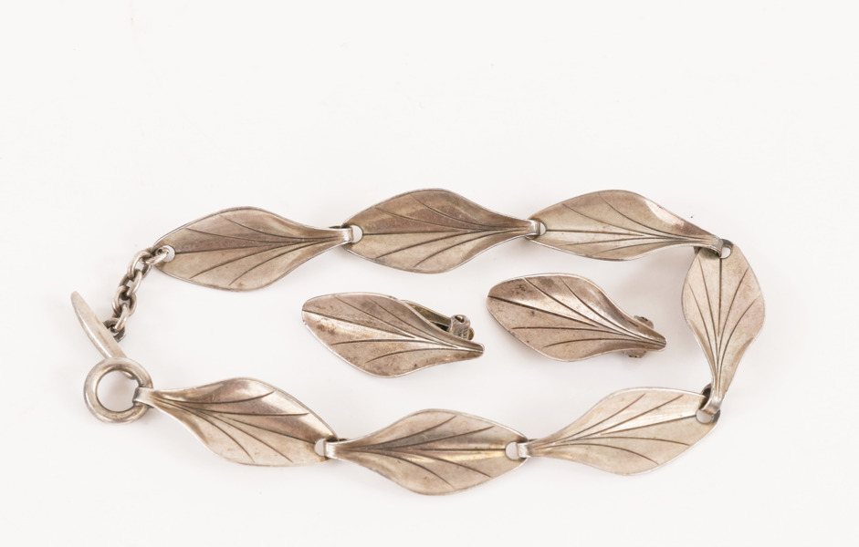 Halsband med örhängen ett par, sterlingsilver, Hermann Siersbo, Danmark