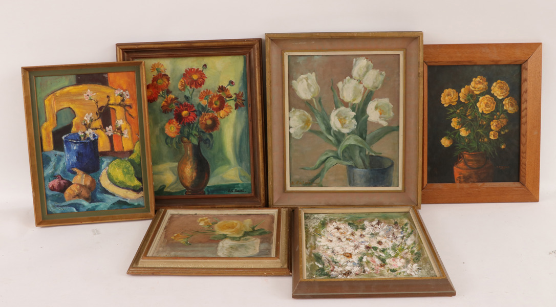 Oljemålningar 6st, stilleben