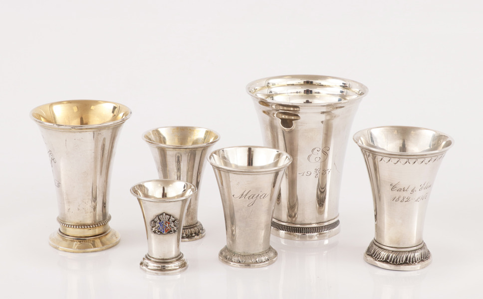 Bägare 6st, silver, 1900-tal