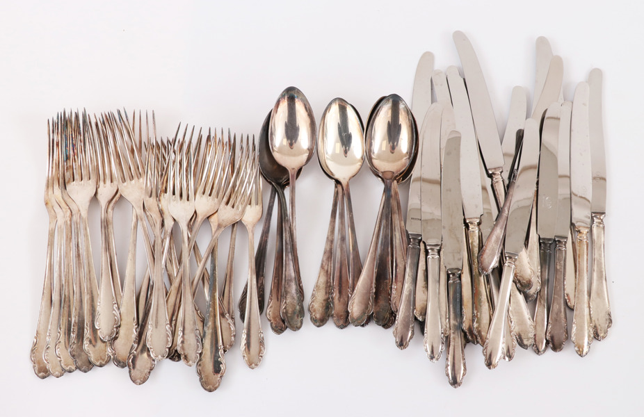 Bestickservisdelar 57st, "Haga", nysilver