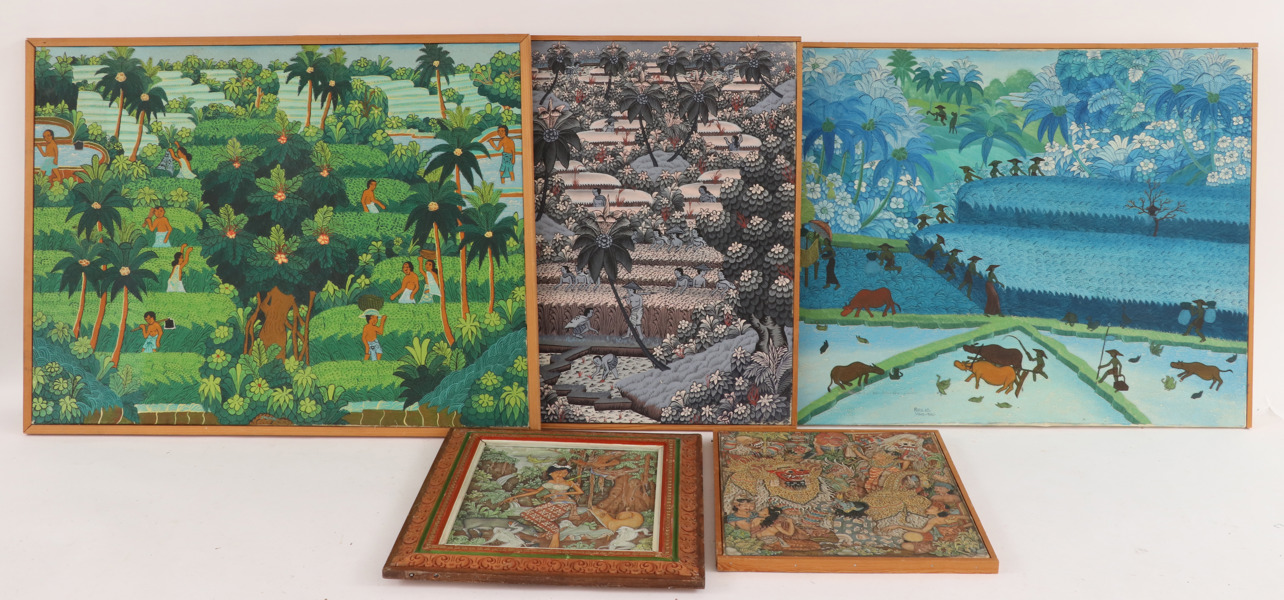Balinesiska målningar 5st