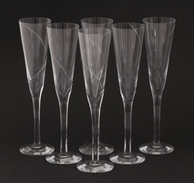 Champagneglas 6st, "Line", Anna Ehrner för Kosta