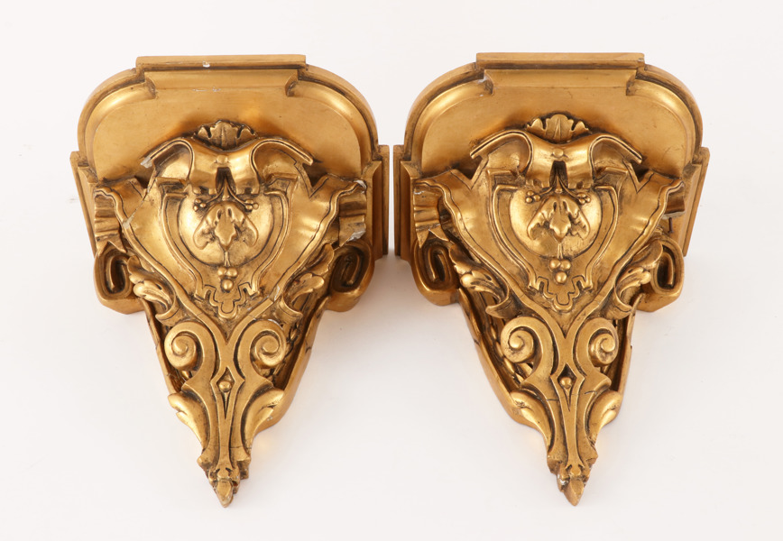 Väggkonsoler ett par, rokokostil, 1800-talets andra hälft
