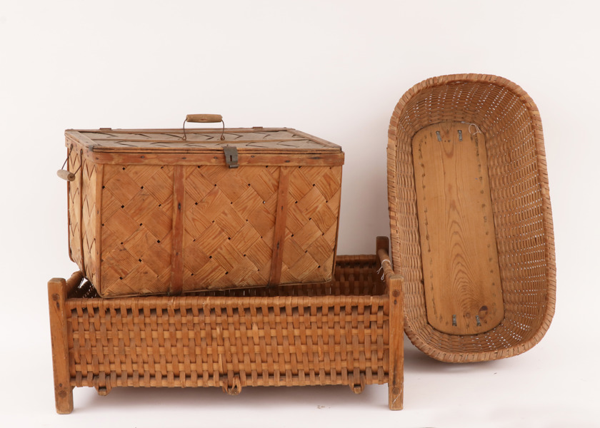 Flätade korgar 3st, 18/1900-tal