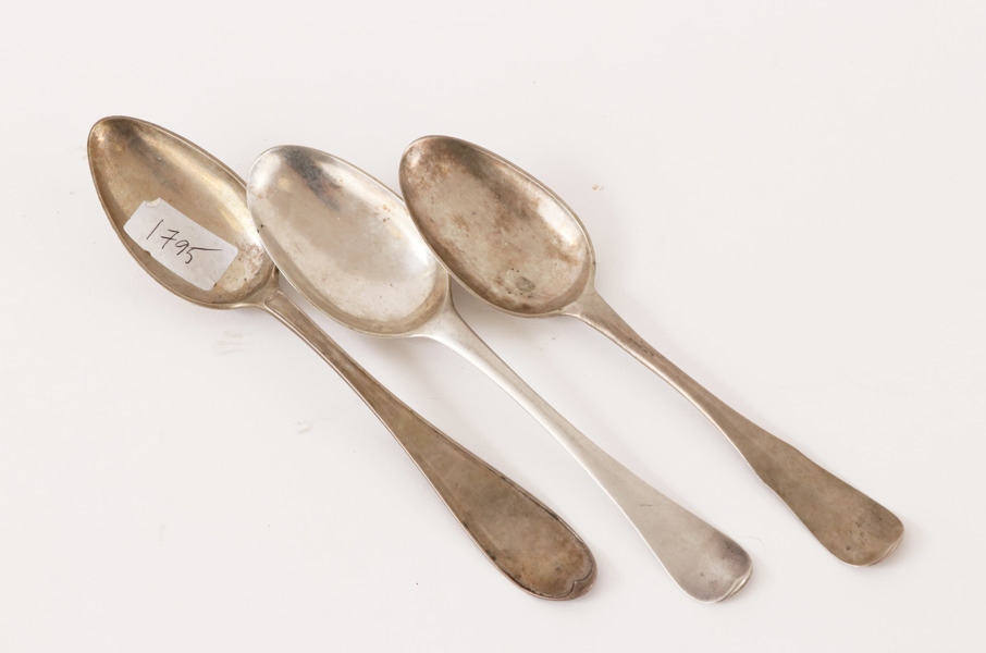 Matskedar 3st, silver, 1700-tal