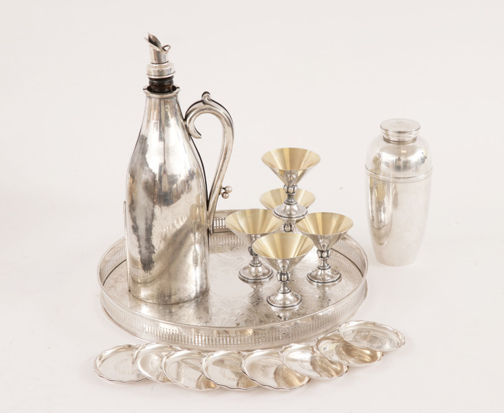 Cocktailset 19 delar, nysilver