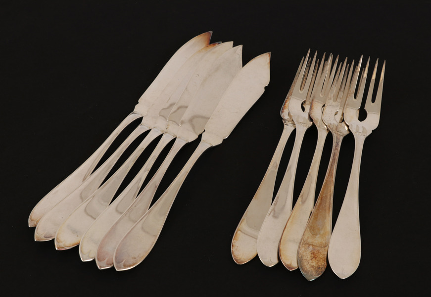 Fiskbestick 12 delar, silver, "Svensk Spets", MGAB