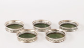 Coasters 5st, troligen silver, 1800-tal