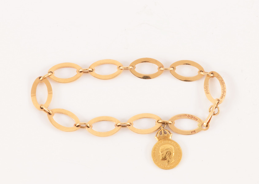 Armband med medalj, 18k, Borgila, Stockholm
