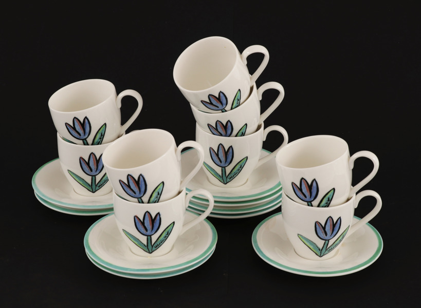 Kaffekoppar med fat 9st, Ulrica Hydman Vallien