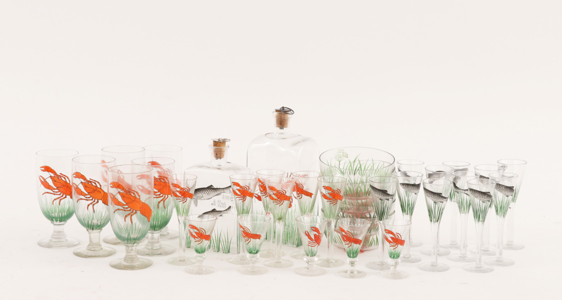 Emaljmålat glas 35 delar