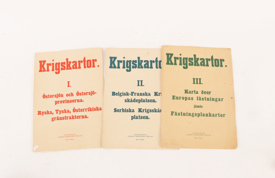 3 häften, "Krigskartor", tryckta 1914