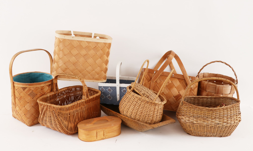 Parti flätade korgar, m.m.