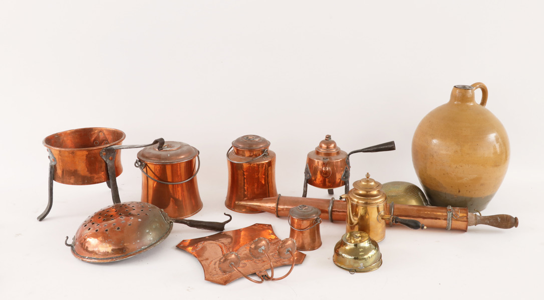 Parti koppar- och mässingsföremål, m.m.