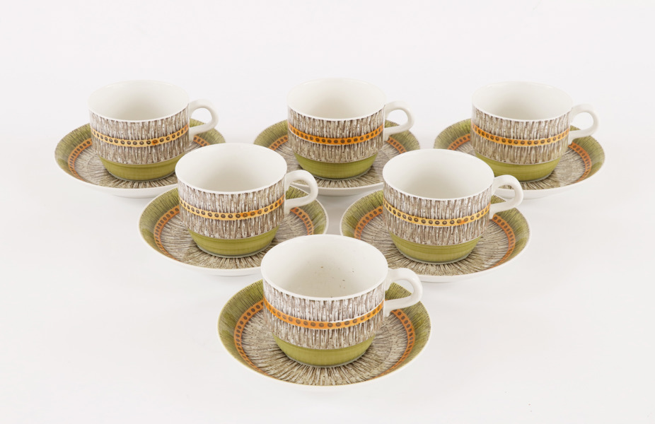 Kaffekoppar med fat 6st, "Taverna", Rörstrand