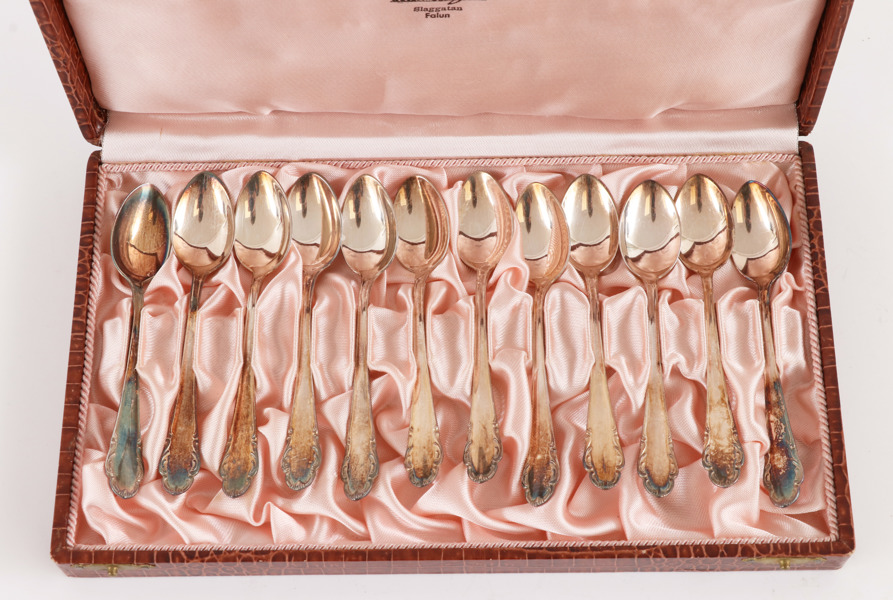 Kaffeskedar 12st, silver, "Haga"