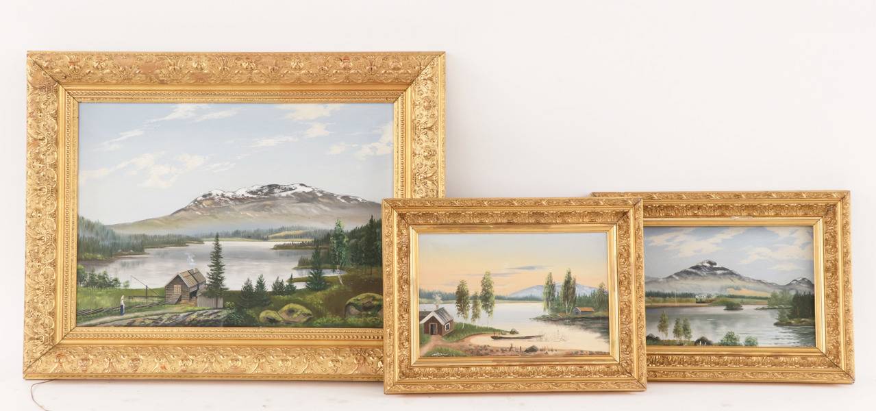 Oljemålningar 3st, tidigt 1900-tal