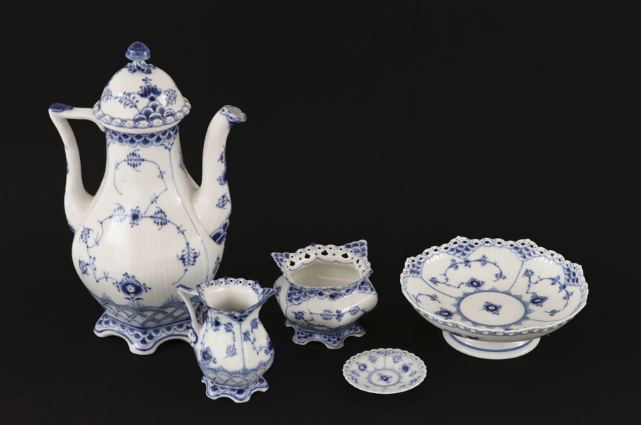 Servisdelar 5st, "Musselmalet", Royal Copenhagen, Danmark