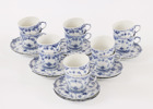 Kaffekoppar med fat 12st, "Musselmalet", Royal Copenhagen, Danmark