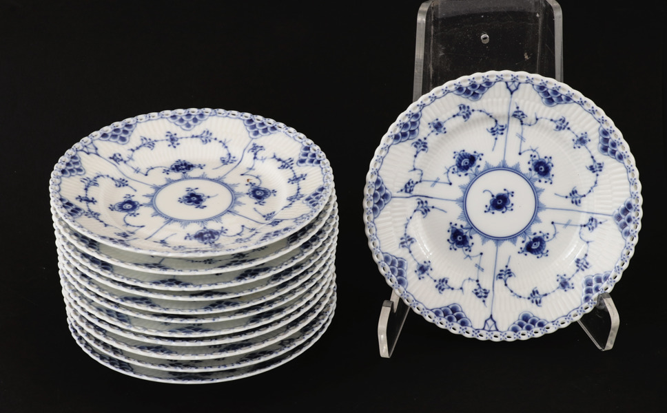 Assietter 12st, "Musselmalet", Royal Copenhagen, Danmark