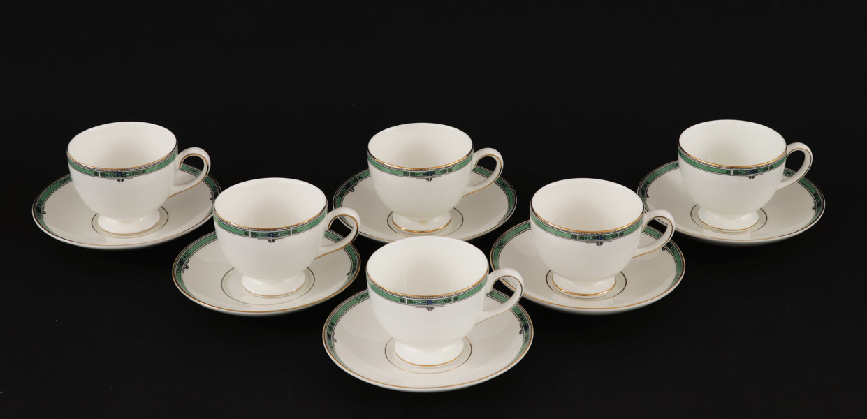 Kaffekoppar med fat 6st, "Jade", Wedgwood, England