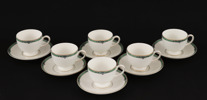 Kaffekoppar med fat 6st, "Jade", Wedgwood, England