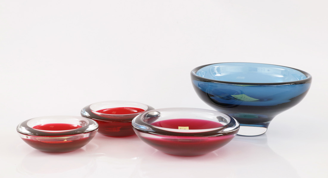 Skålar 4st, Vicke Lindstrand för Kosta