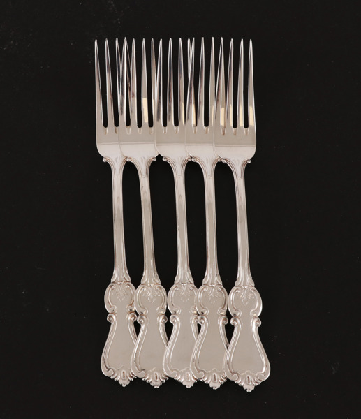 Bordsgafflar 5st, silver, "Olga", GAB, Stockholm