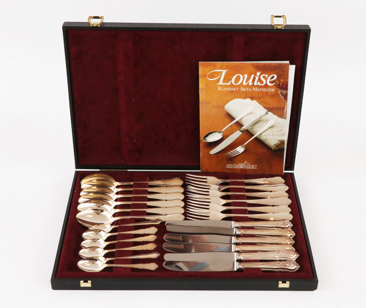 Bestickservisdelar 24st, silver, "Louise"
