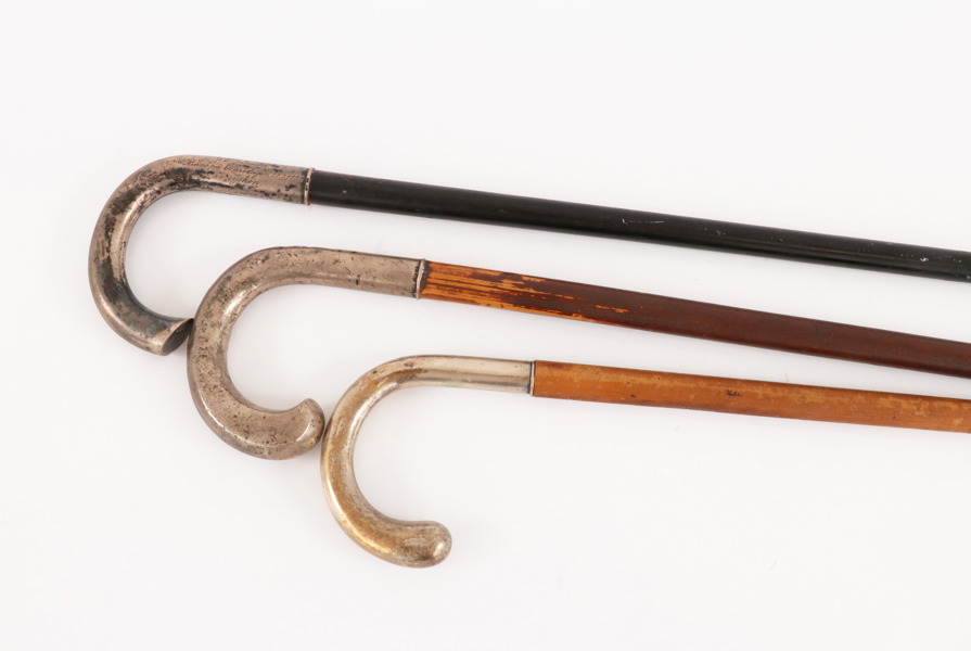 Spatserkäppar 3st, med silverhandtag