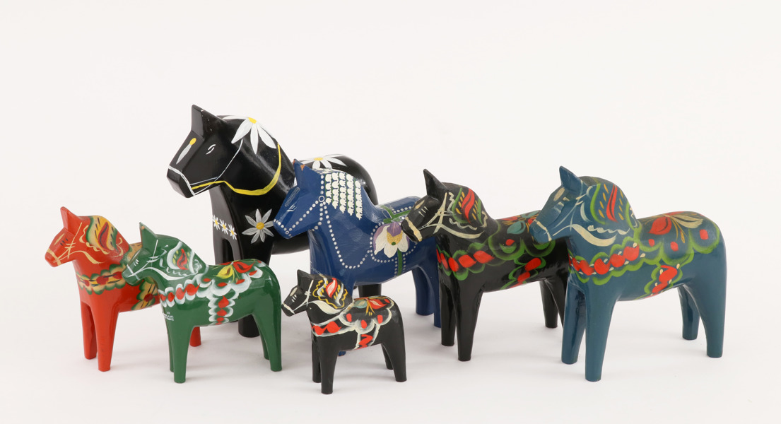 Dalahästar 7st, bl.a. Nils Olsson