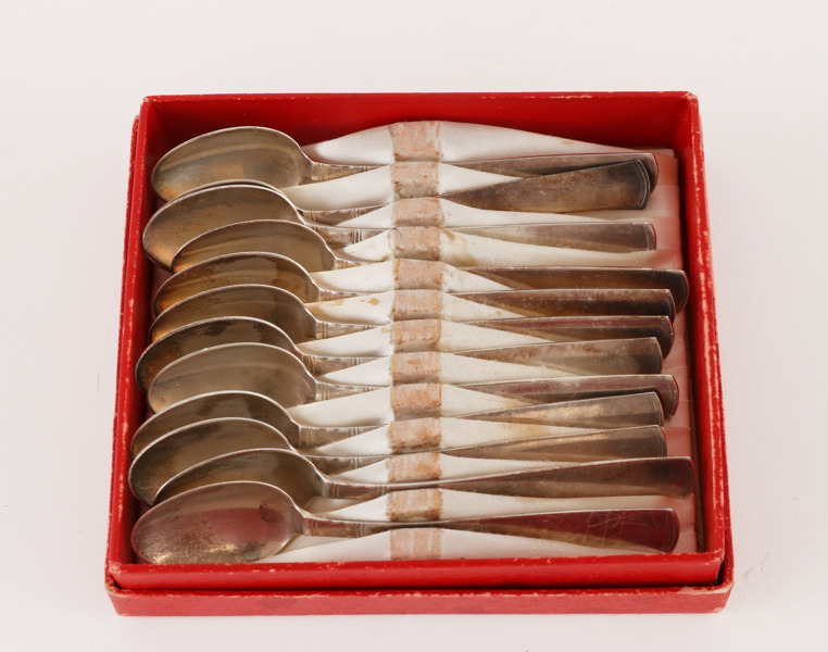 Kaffeskedar 12st, silver, "Rosenholm", Jacob Ängman för GAB