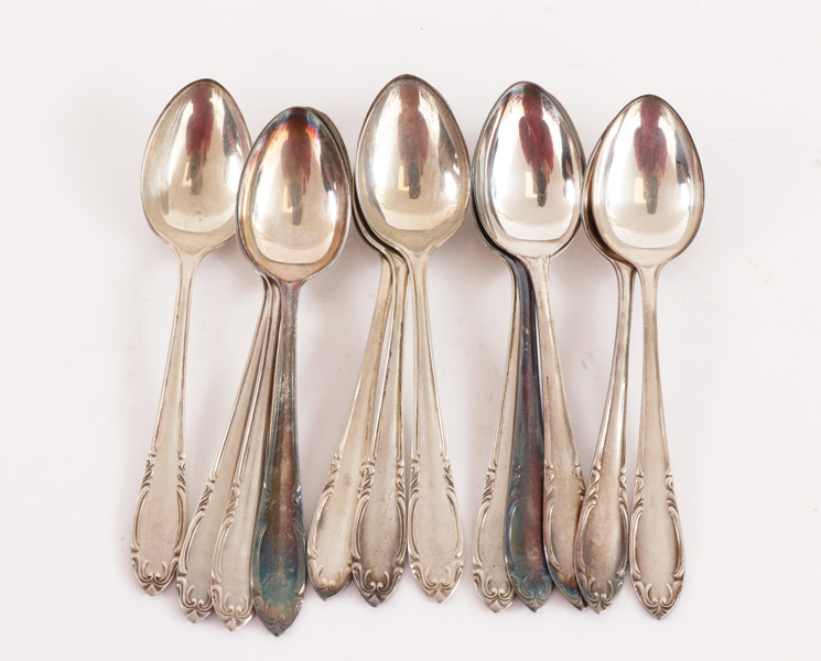 Kaffeskedar 12st, silver, "Slottsbarock"