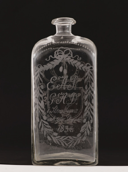 Brännvinsflaska, daterad 1834