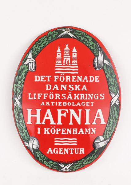 Reklamskylt, "Hafnia i Köpenhamn"