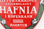 Reklamskylt, "Hafnia i Köpenhamn"