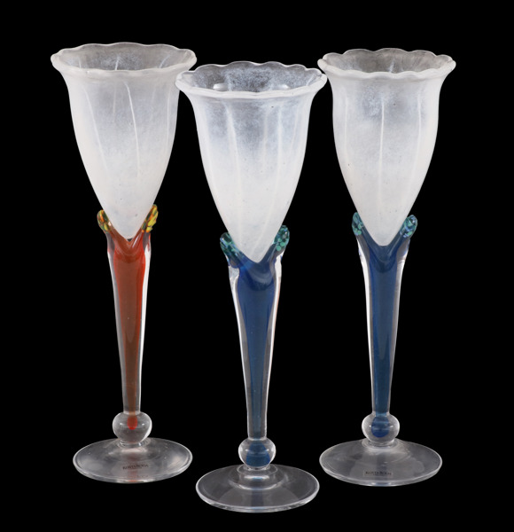 Pokalglas 3st, Monica Backström, Kosta Boda Ateljé
