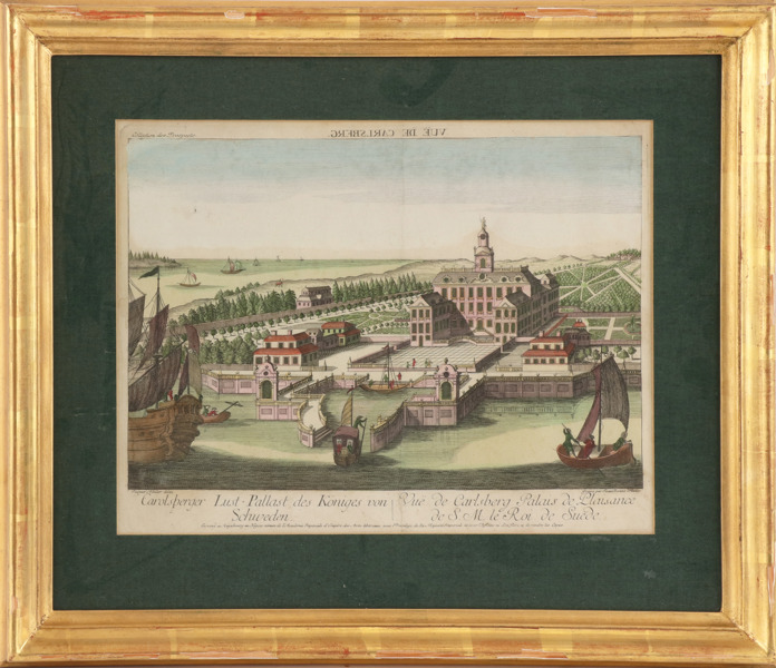 Handkolorerat blad, Karlberg Slott, Jean Benoit Winkler, 1700-tal