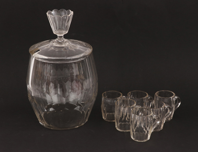 Bålskål med 6st muggar, 1800-tal