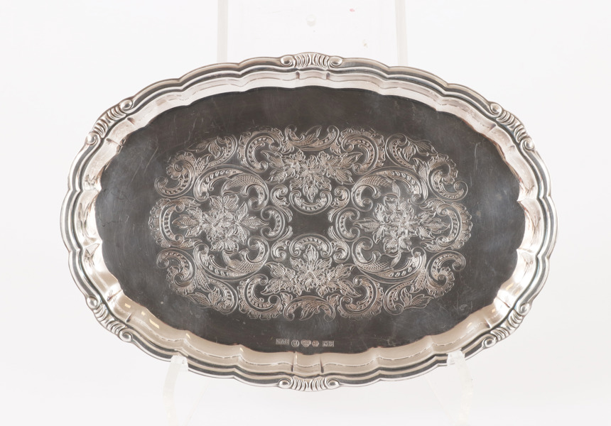 Serveringsbricka, silver, GAB, Stockholm, 1962