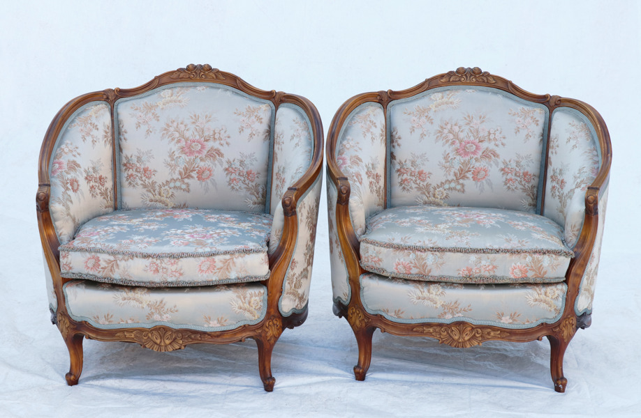 Fåtöljer ett par, rokokostil, 1900-tal