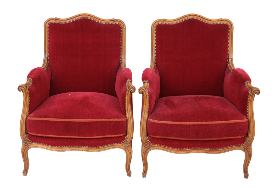Fåtöljer ett par, rokokostil, 1900-talets första hälft