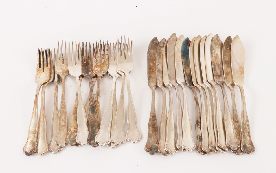 Fiskbestick 26 delar, "Kungsholm", nysilver