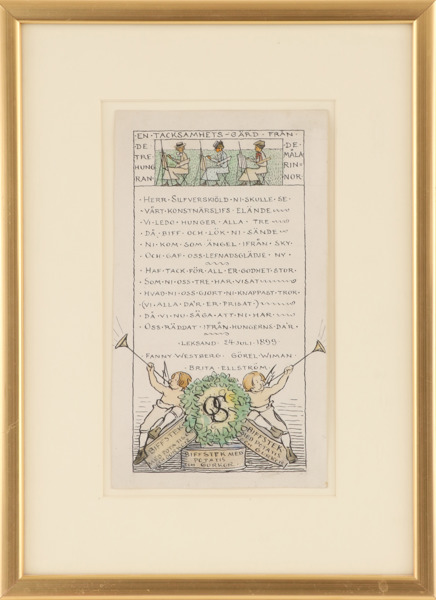 Gratulationstavla, daterad Leksand 24 juli 1899