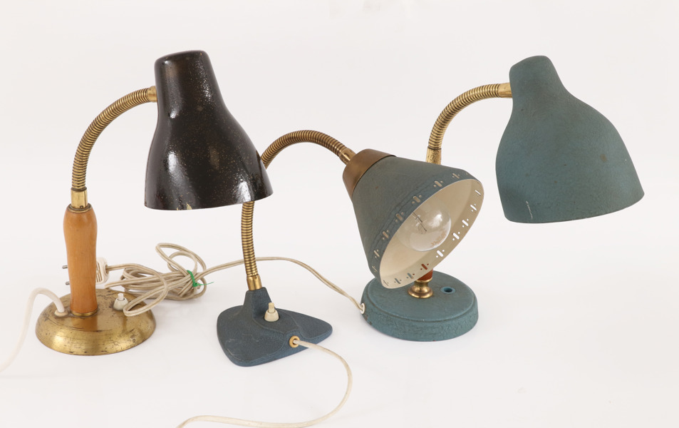 Bordslampor 3st, bl.a. Eric Wärnå, 1950-tal