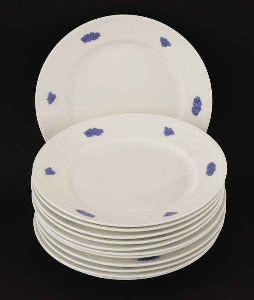 Mattallrikar 12st, "Blå blom", Gustavsberg