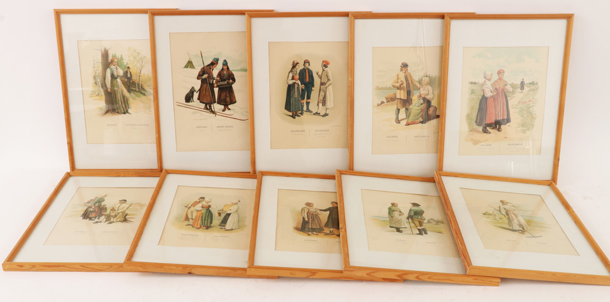 Litografiska blad 10st, "Ett år i Sverige"